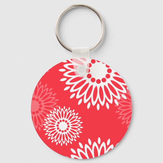 Summertime red flowers Keychain (Front)
