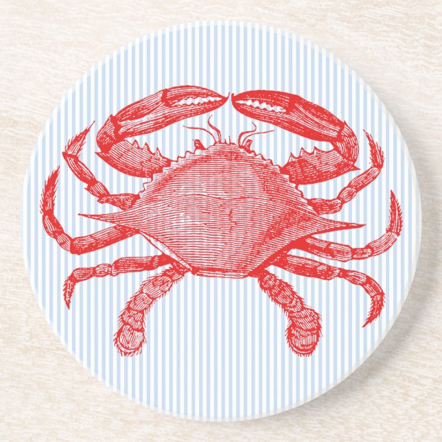 Summertime Seafood Crab Picnic Coasters (Front)