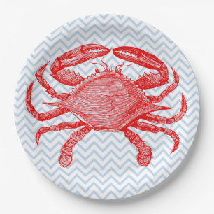 Summertime Seafood Crab Picnic Paper Plate