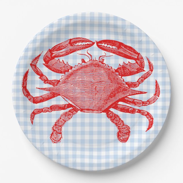 Summertime Seafood Crab Picnic Paper Plate (Front)