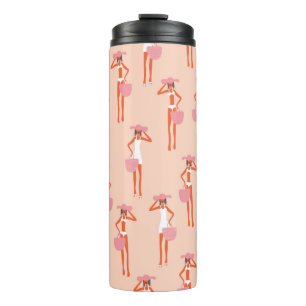 Summertime seamless pattern. Young beautiful woman Thermal Tumbler