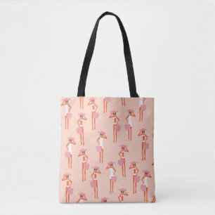 Summertime seamless pattern. Young beautiful woman Tote Bag