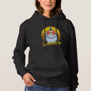 Summertime Shark Retro Sunset Beach Vacation Shark Hoodie