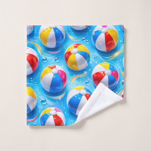 Summertime splash beach ball, premium hand and bat bath towel set