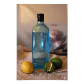 "Summertime" Still Life with Bottle and Citrus Photo Print