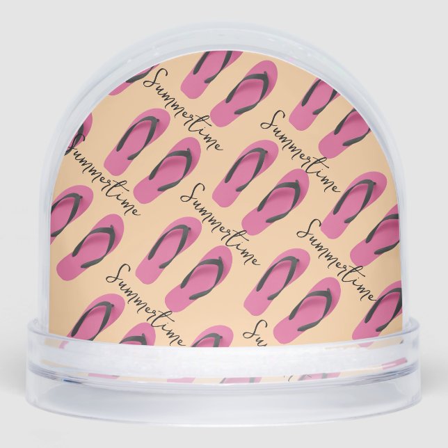 Summertime Summertime Pink Flip Flops Snowglobe (Front)