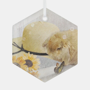 Summertime Sunflower Bunny Glass Tree Decoration
