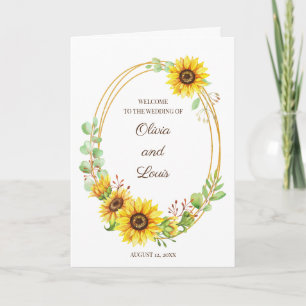 Summertime sunflowers boho wedding programme  program