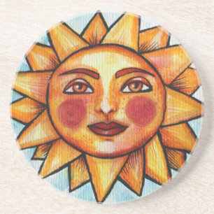 Summertime Sunshine Sun Face Coaster