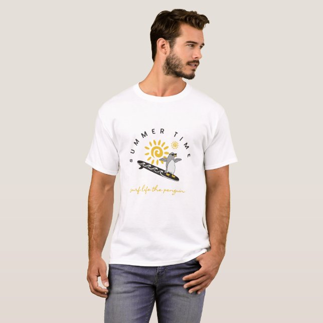 Summertime Surfing Penguin   T-Shirt (Front Full)