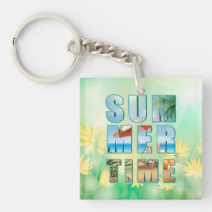 Summertime Text with Big Letters Beach-23430 Key Ring