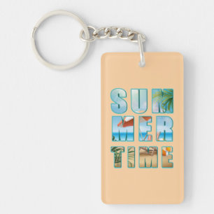 Summertime Text with Big Letters Beach-23430 Key Ring
