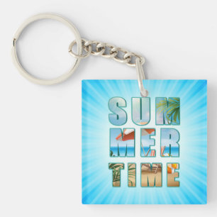Summertime Text with Big Letters Beach-23430 Key Ring