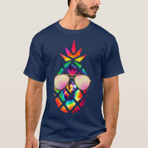 Summertime Tropical Pineapple with Sunglasses Tye  T-Shirt