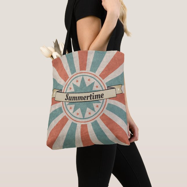 Summertime Vintage Tote (text customisable) Bag (Close Up)