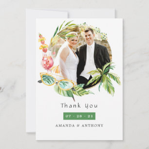 Summertime Wedding Photo Thank You Card