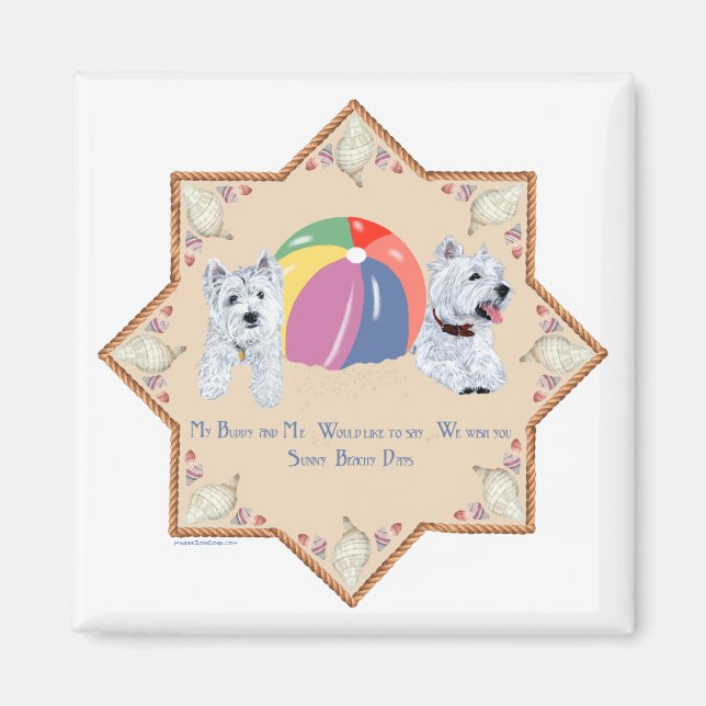 Summertime Westies Sandy Magnet (Front)