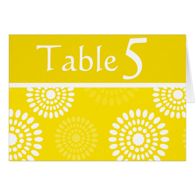 Summertime yellow flowers Table Number Card (Front Horizontal)