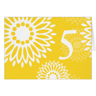 Summertime yellow flowers Table Number Card