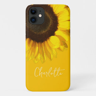 Summertime Yellow Sunflower Customisable Name iPhone 11 Case