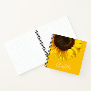 Summertime Yellow Sunflower Customisable Name Notebook