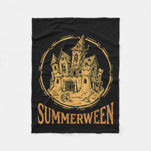 Summerween Art Haunted Sandcastle Fleece Blanket