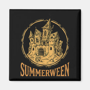 Summerween Art Haunted Sandcastle Magnet