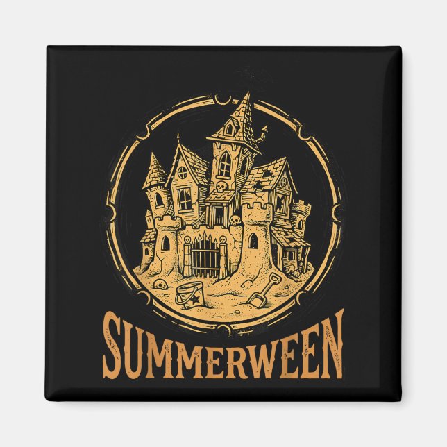 Summerween Art Haunted Sandcastle Magnet (Front)