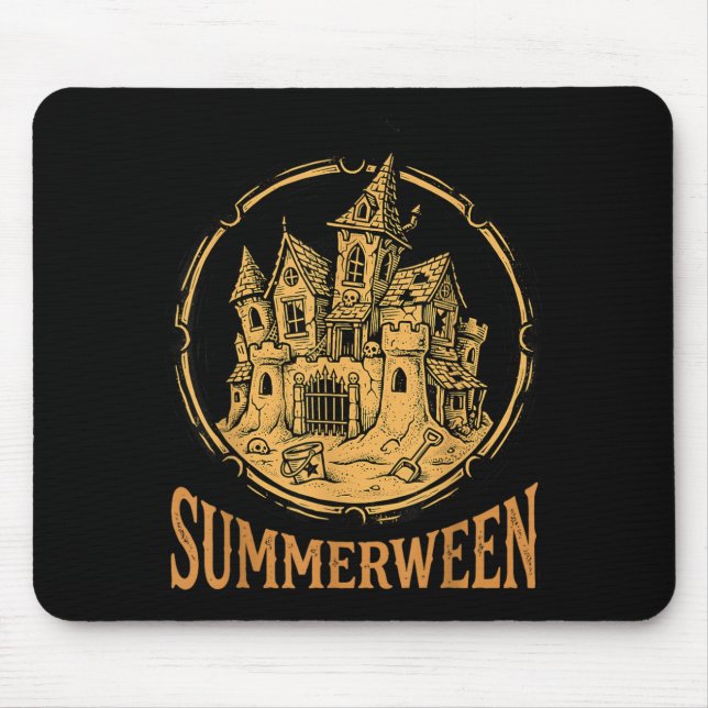 Summerween Art Haunted Sandcastle Mouse Pad (Front)