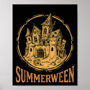 Summerween Art Haunted Sandcastle Poster