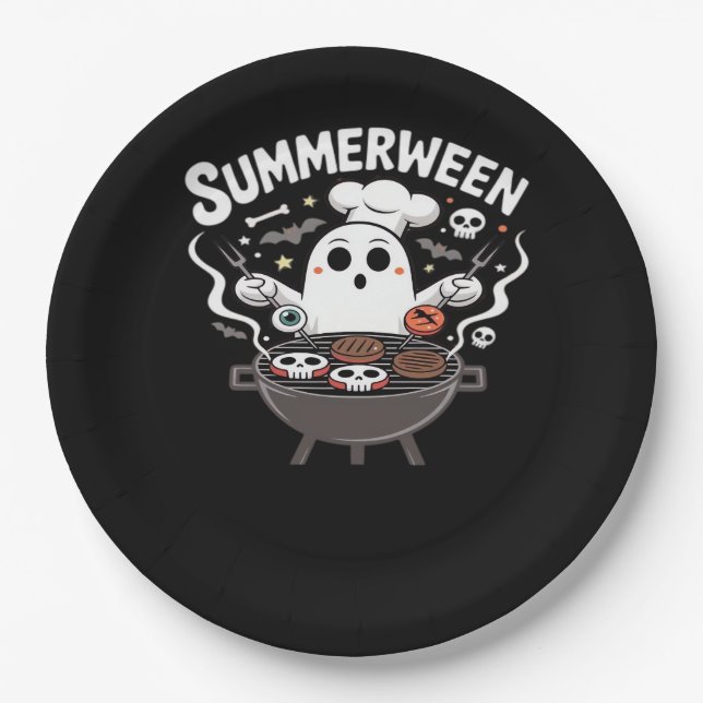Summerween BBQ Funny Paper Plate (Front)