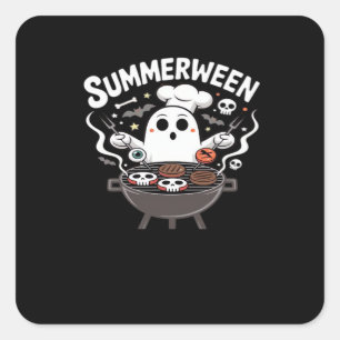 Summerween BBQ Funny Square Sticker