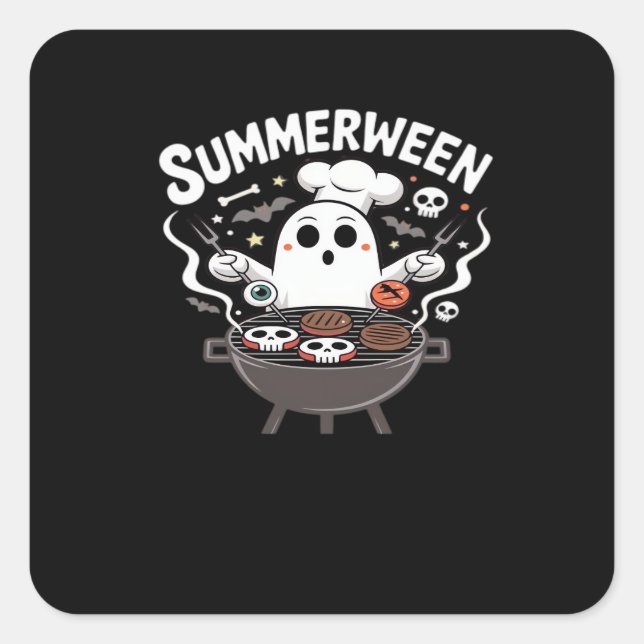 Summerween BBQ Funny Square Sticker (Front)