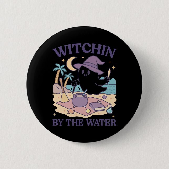 Summerween Beach Halloween Ghost  6 Cm Round Badge (Front)