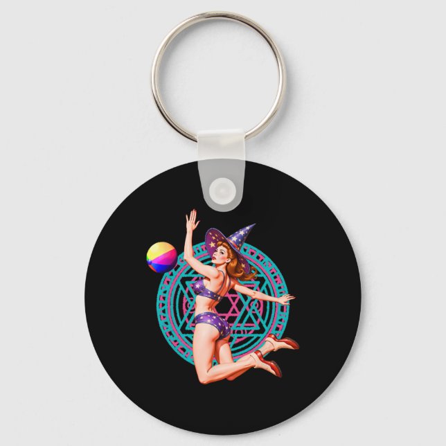Summerween Beach Ll Pin-up Y Witch Halloween Magic Key Ring (Front)