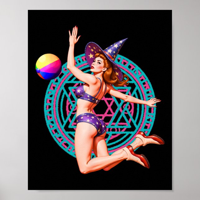 Summerween Beach Ll Pin-up Y Witch Halloween Magic Poster (Front)