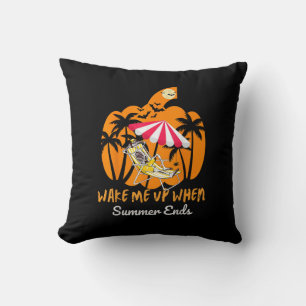 Summerween Beach Pumpkin Skeleton Funny Halloween  Cushion