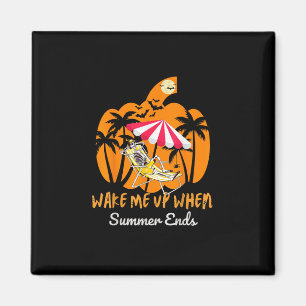 Summerween Beach Pumpkin Skeleton Funny Halloween Magnet