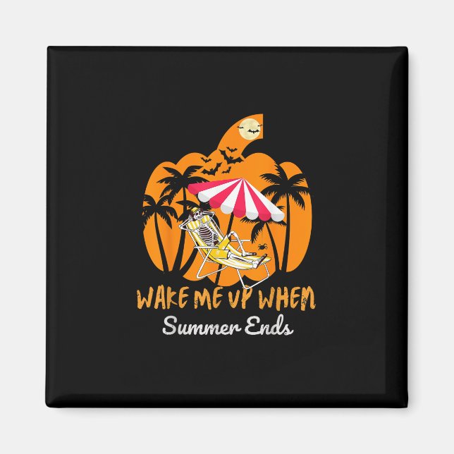 Summerween Beach Pumpkin Skeleton Funny Halloween  Magnet (Front)