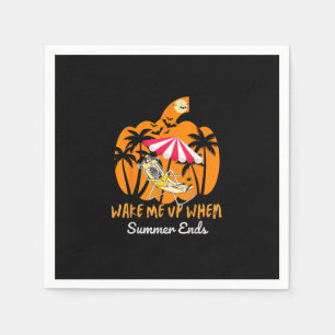 Summerween Beach Pumpkin Skeleton Funny Halloween Napkin