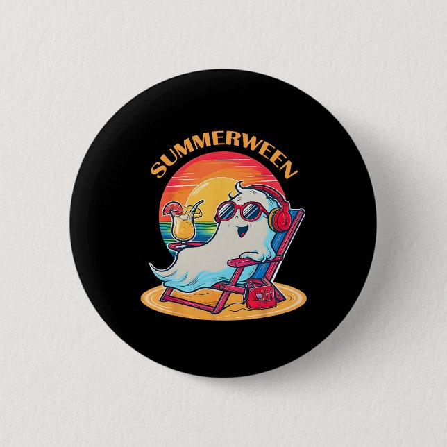 Summerween Cute Spooky Summer Ghost Halloween Love 6 Cm Round Badge (Front)