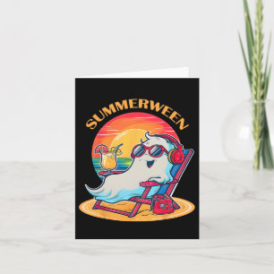 Summerween Cute Spooky Summer Ghost Halloween Love Card