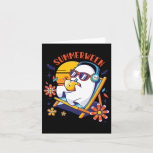 Summerween Cute Spooky Summer Ghost Halloween Love Card