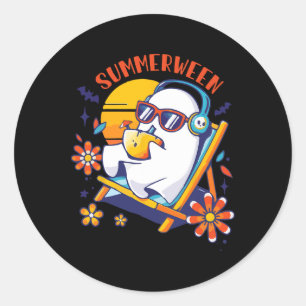 Summerween Cute Spooky Summer Ghost Halloween Love Classic Round Sticker