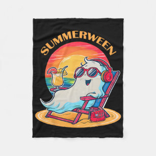 Summerween Cute Spooky Summer Ghost Halloween Love Fleece Blanket