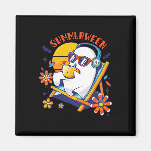 Summerween Cute Spooky Summer Ghost Halloween Love Magnet