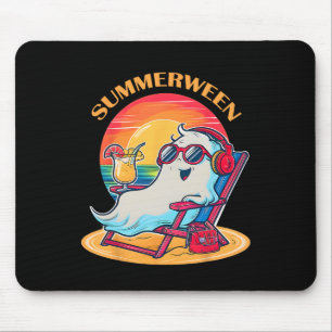 Summerween Cute Spooky Summer Ghost Halloween Love Mouse Pad