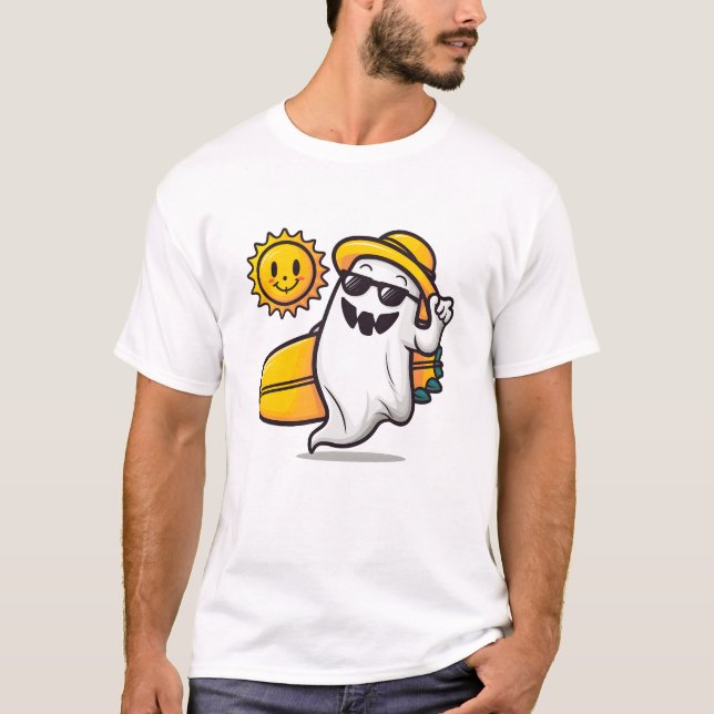 Summerween Cute Spooky Summer Ghost Halloween Love T-Shirt (Front)