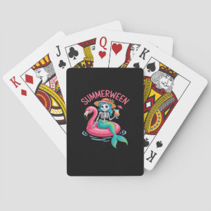 Summerween Flamingo Halloween Girl Classic Playing Cards