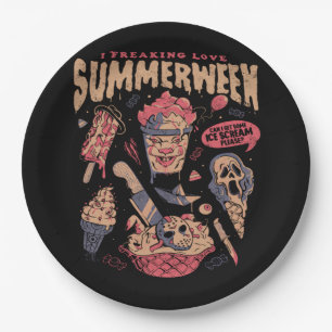 Summerween - Funny Goth Horror Movies Halloween Gi Paper Plate
